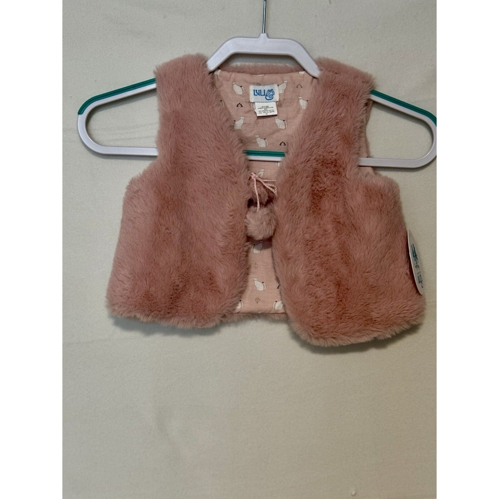 Luli & Me Vest Sz 18 Months Fuzzy Pink Pom‎ Pom Kitten inside NWT